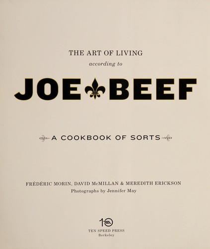 The Art of Living According to Joe Beef cover